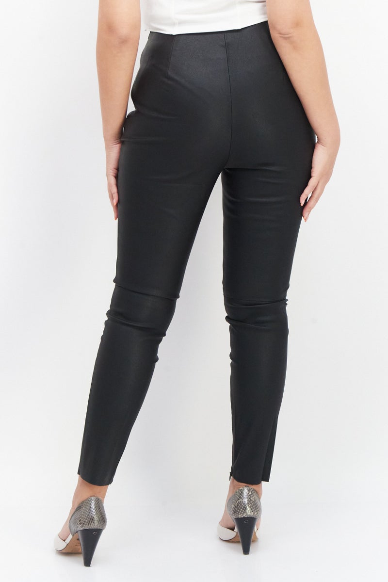 NA-KD Women Skinny Pull On Leather Pants, Black - Image 2